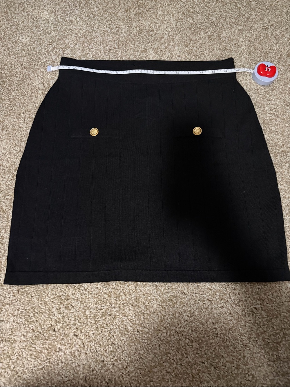 Walter Baker Leah Black Knit Mini Skirt Gold Buttons Size Medium NWT - Picture 4 of 6